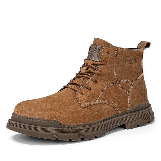 Mens Hand Stitching Leather Lace Up Ankle Boots