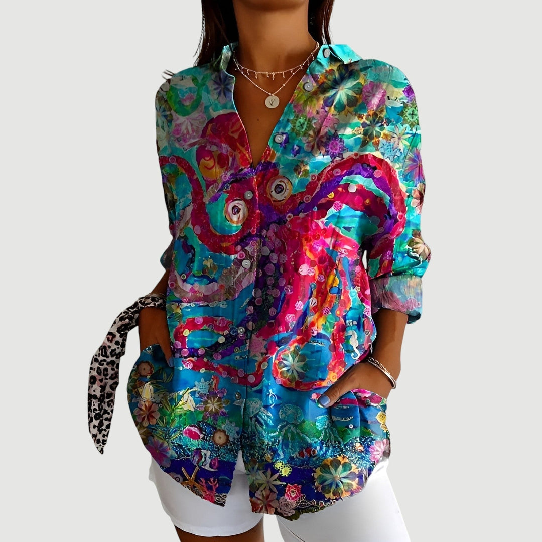 Agnes™ | Artistic Blomst Bluse