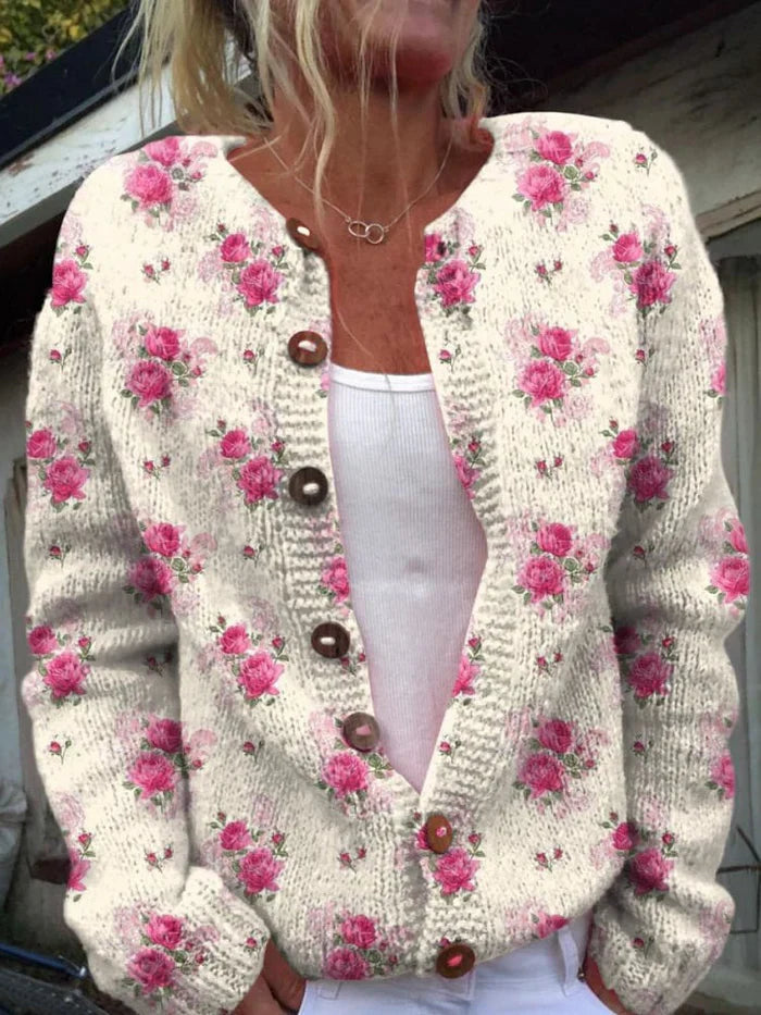 Diane Watercolor French Rose Cardigan