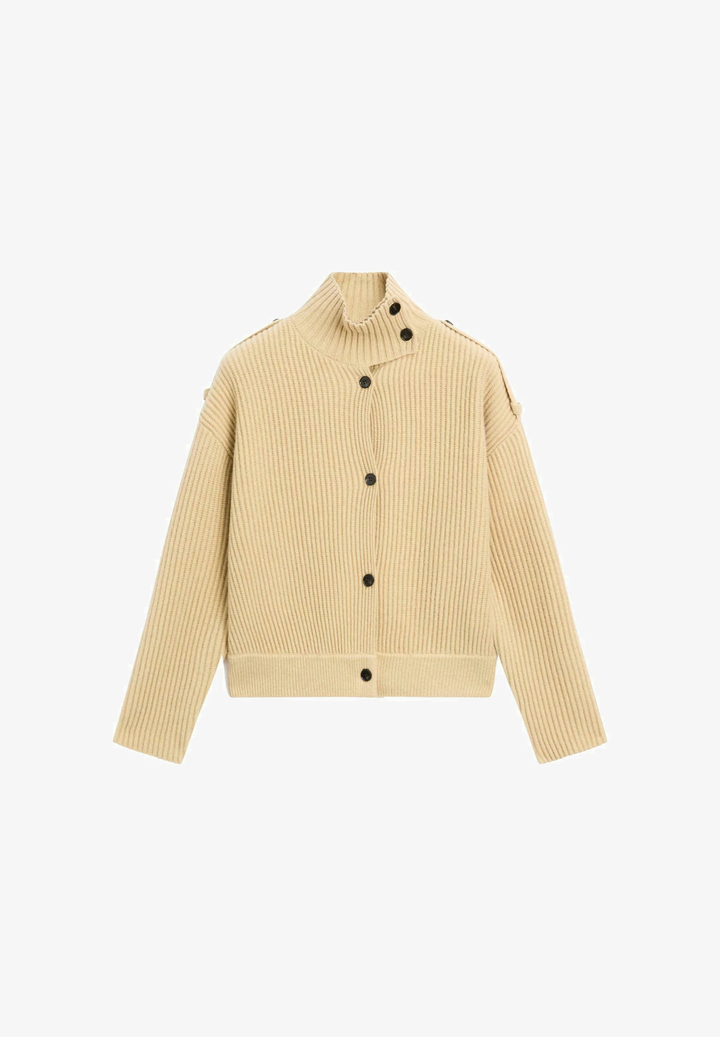 Asymmetric Button Knit Cardigan