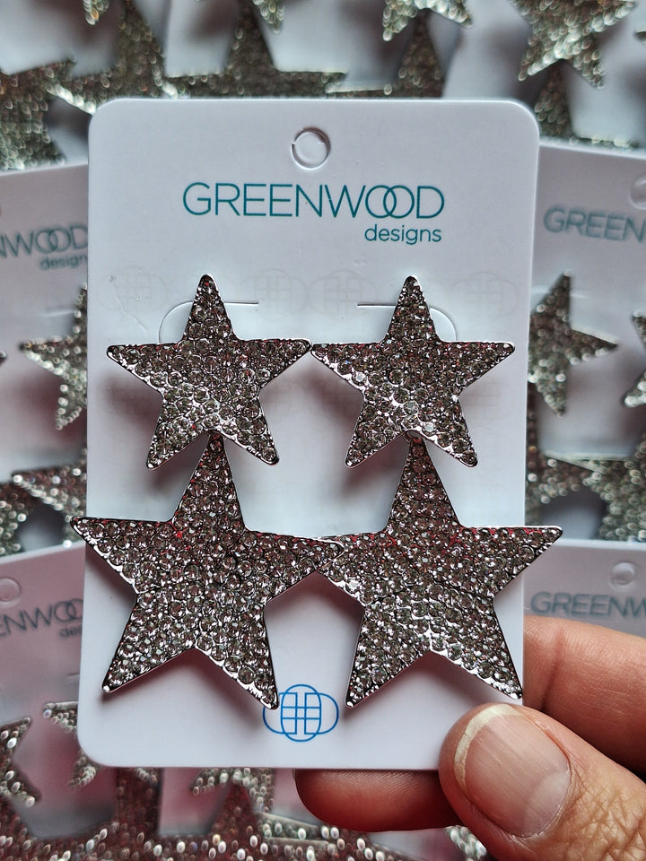 Double Star Christmas Earring in Silver