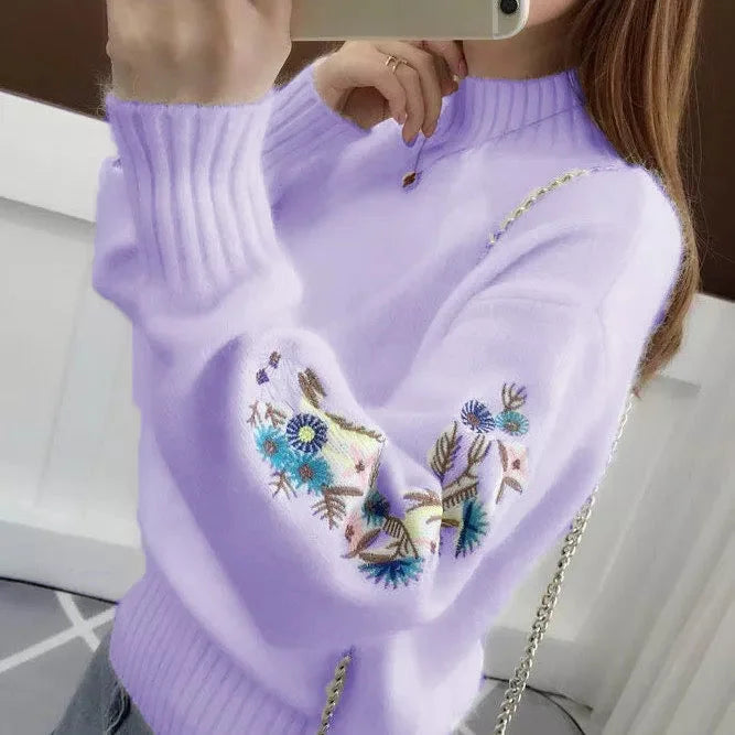 Thick Embroidered Cashmere knit sweater