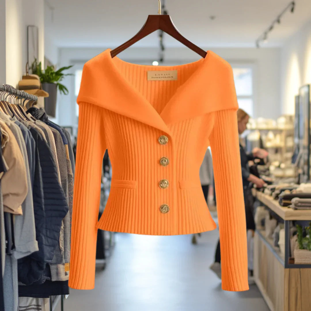 Morgane | Elegant Chic Button-Down Cardigan with Wide Collar