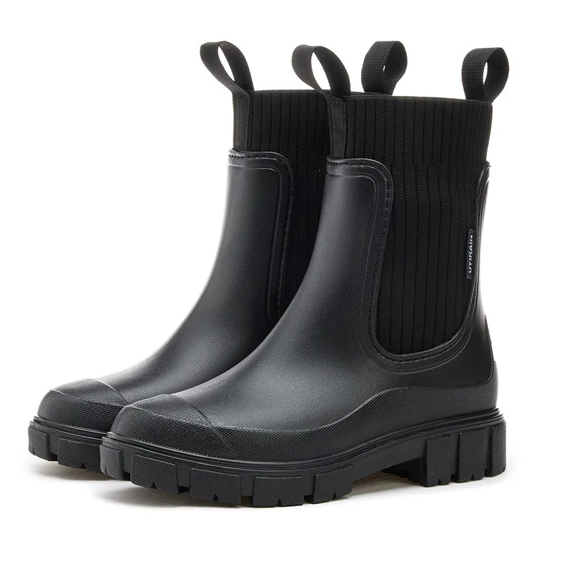 Rutschfeste, wasserdichte Stiefel mit dicker Sohle und halbhoher Wadenlänge