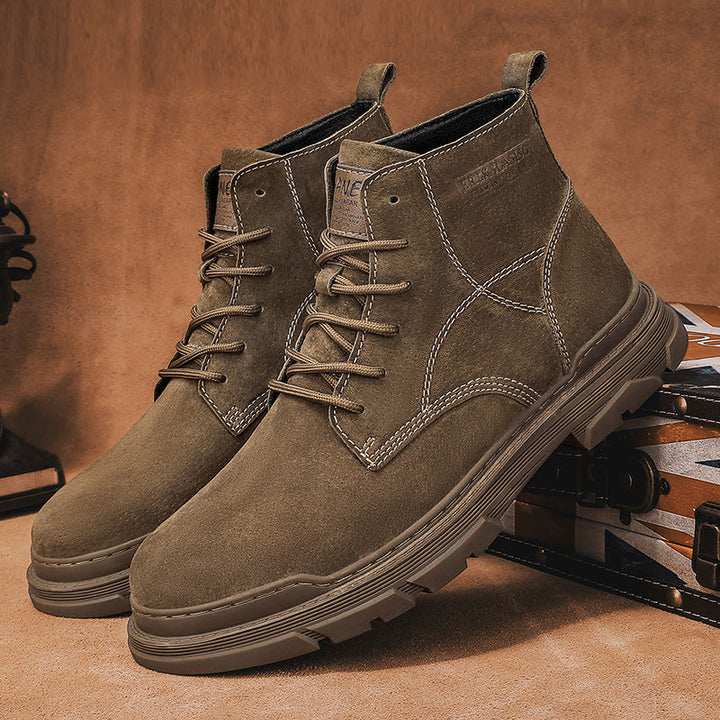 Mens Hand Stitching Leather Lace Up Ankle Boots