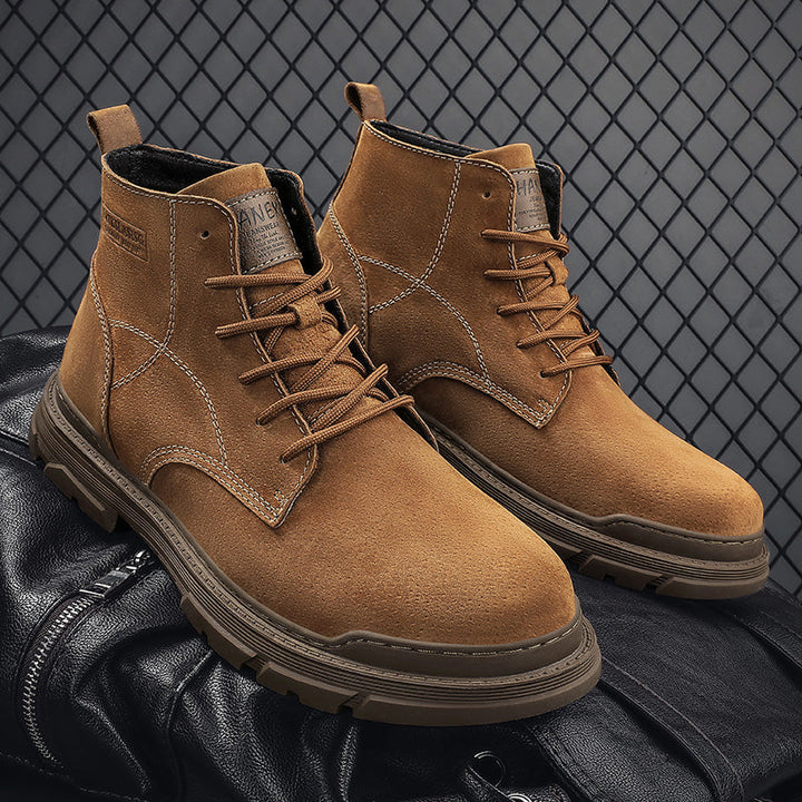 Mens Hand Stitching Leather Lace Up Ankle Boots
