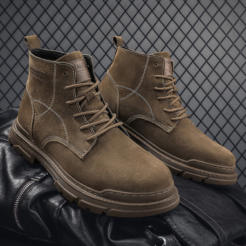 Mens Hand Stitching Leather Lace Up Ankle Boots