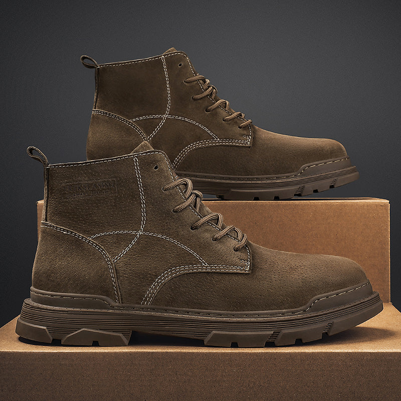 Mens Hand Stitching Leather Lace Up Ankle Boots