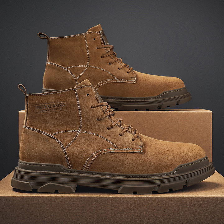 Mens Hand Stitching Leather Lace Up Ankle Boots