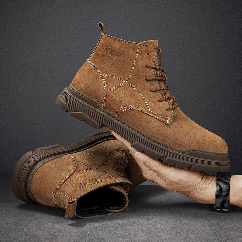 Mens Hand Stitching Leather Lace Up Ankle Boots