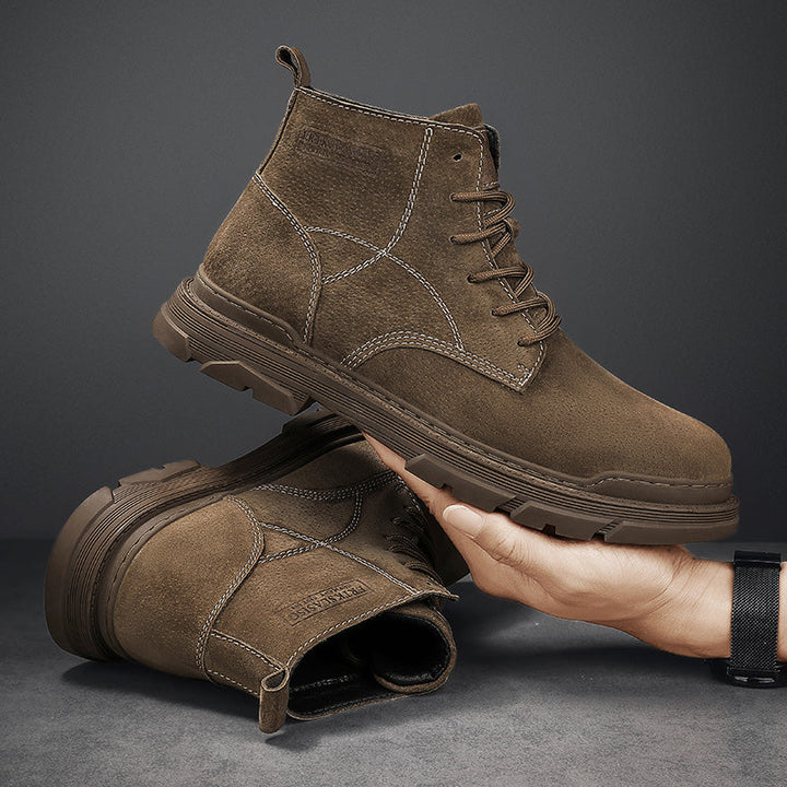 Mens Hand Stitching Leather Lace Up Ankle Boots