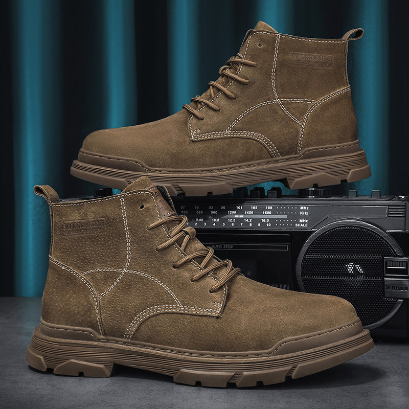 Mens Hand Stitching Leather Lace Up Ankle Boots