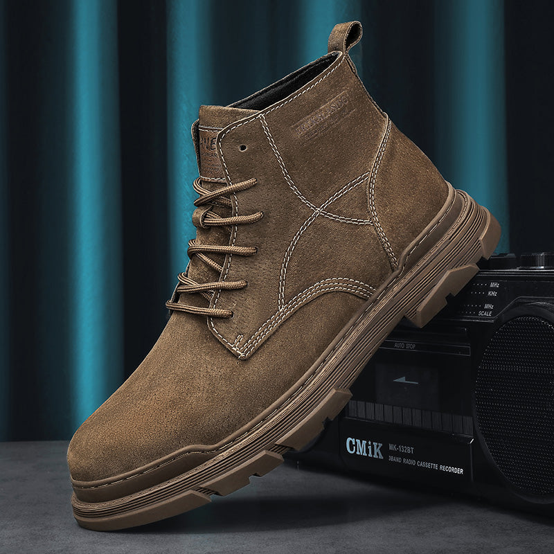 Mens Hand Stitching Leather Lace Up Ankle Boots