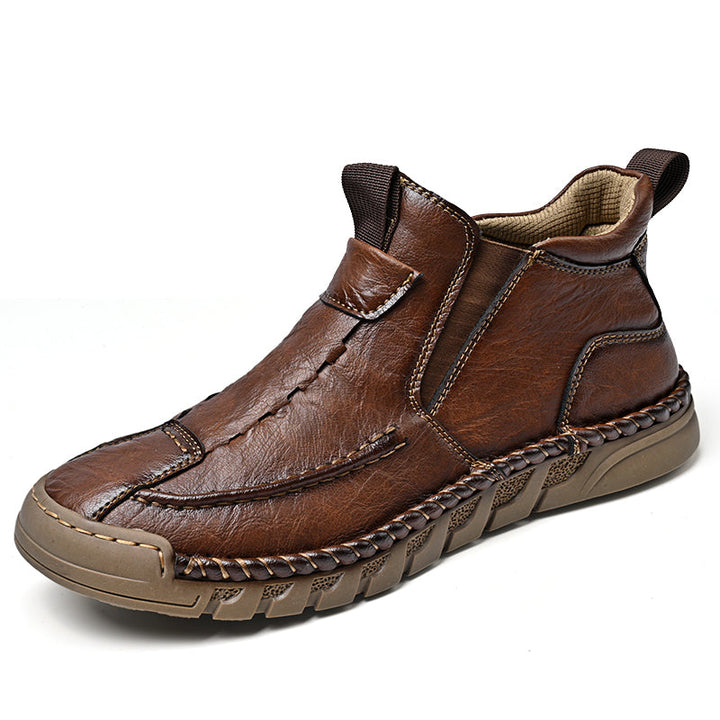 Men’s Retro Leather Zip Boots Built for Comfort Waterproof for Every Season