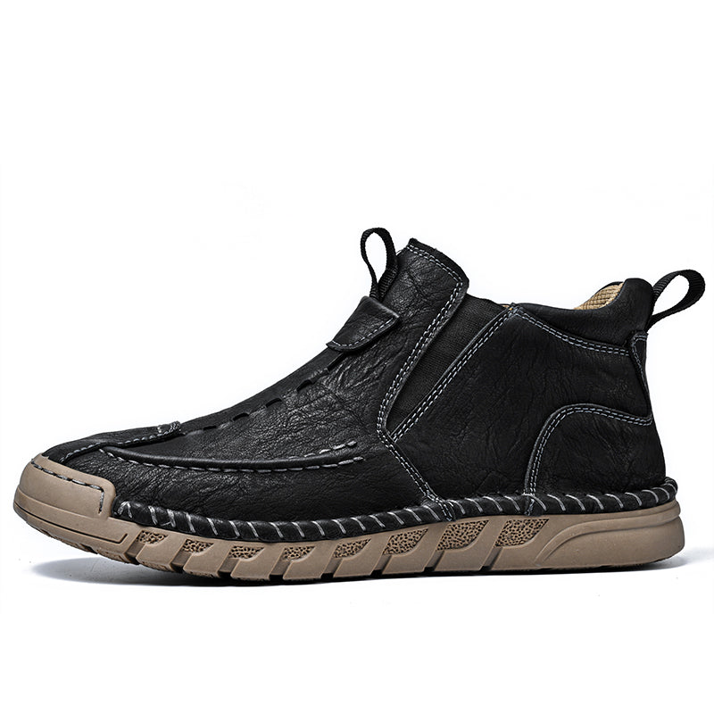 Men’s Retro Leather Zip Boots Built for Comfort Waterproof for Every Season