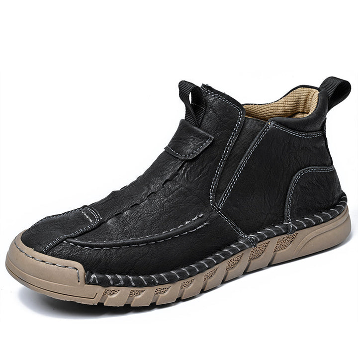 Men’s Retro Leather Zip Boots Built for Comfort Waterproof for Every Season