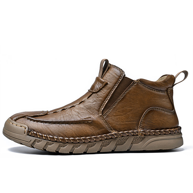 Men’s Retro Leather Zip Boots Built for Comfort Waterproof for Every Season