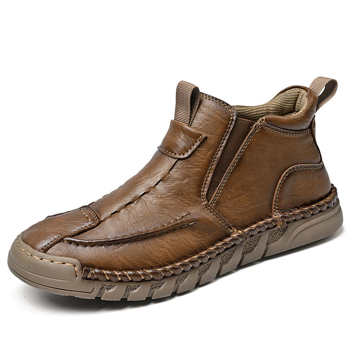 Men’s Retro Leather Zip Boots Built for Comfort Waterproof for Every Season