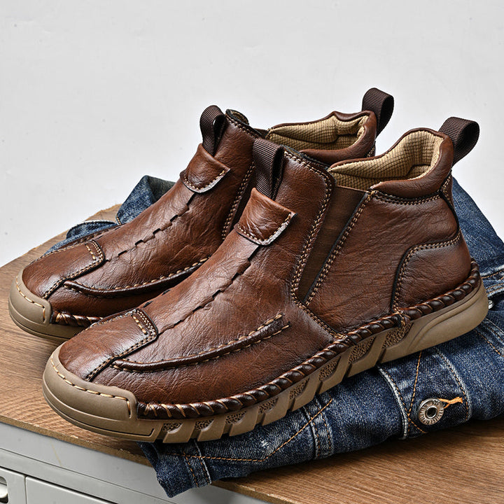 Men’s Retro Leather Zip Boots Built for Comfort Waterproof for Every Season