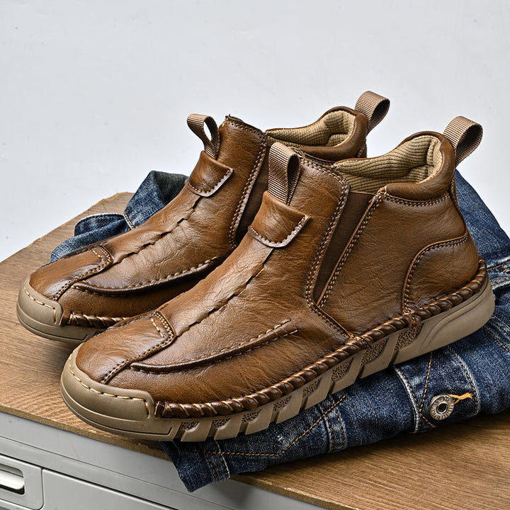 Men’s Retro Leather Zip Boots Built for Comfort Waterproof for Every Season