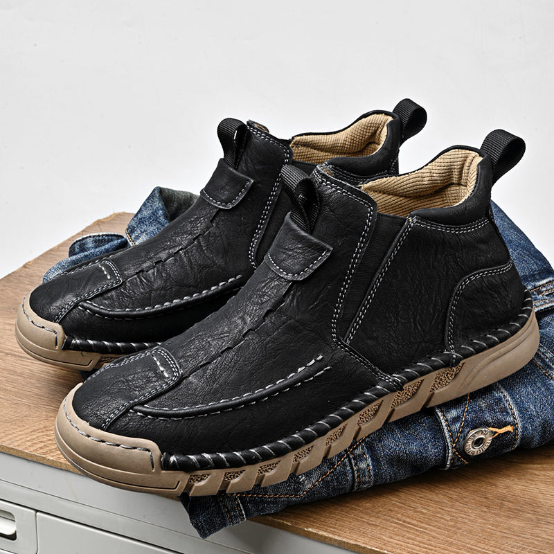 Men’s Retro Leather Zip Boots Built for Comfort Waterproof for Every Season