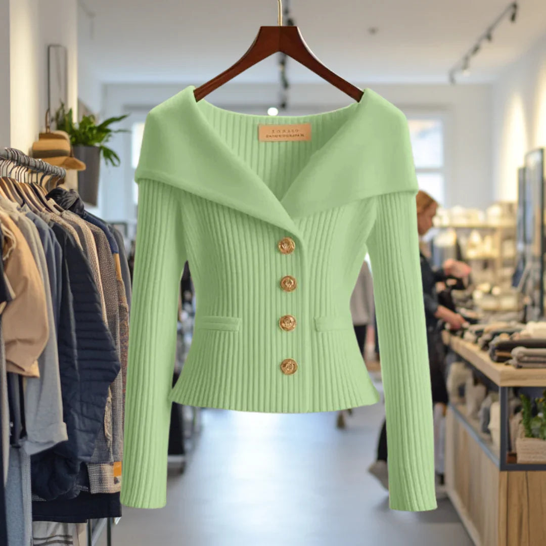 Morgane | Elegant Chic Button-Down Cardigan with Wide Collar