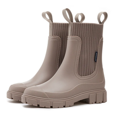 Rutschfeste, wasserdichte Stiefel mit dicker Sohle und halbhoher Wadenlänge