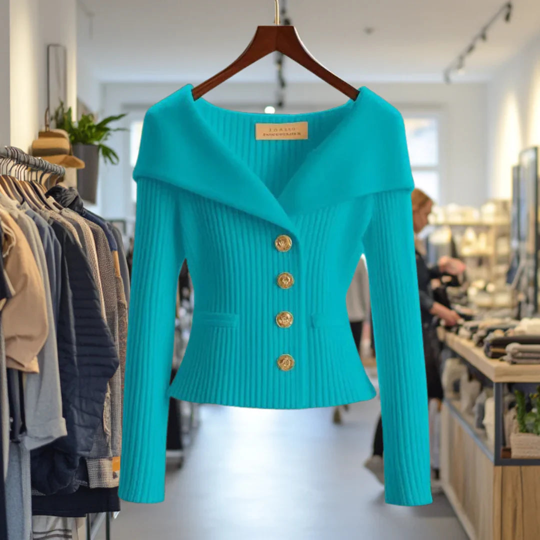 Morgane | Elegant Chic Button-Down Cardigan with Wide Collar