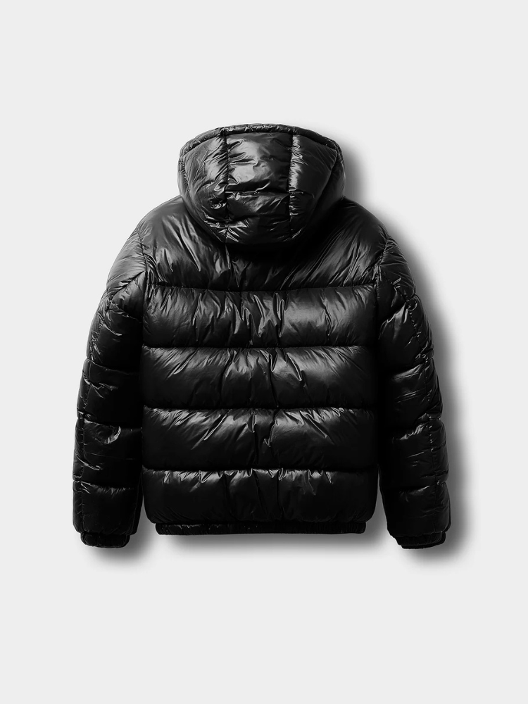 Serenity Luxe Glossy Puffer Jacket – High-Shine Quilted Coat
