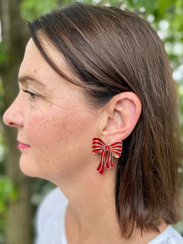 PRE SALE ARRIVING 15 NOV- Bow Christmas Earring in Red & Gold