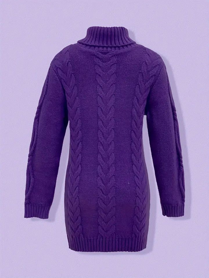Narda - Chunky Cable Knitted Turtleneck Dress