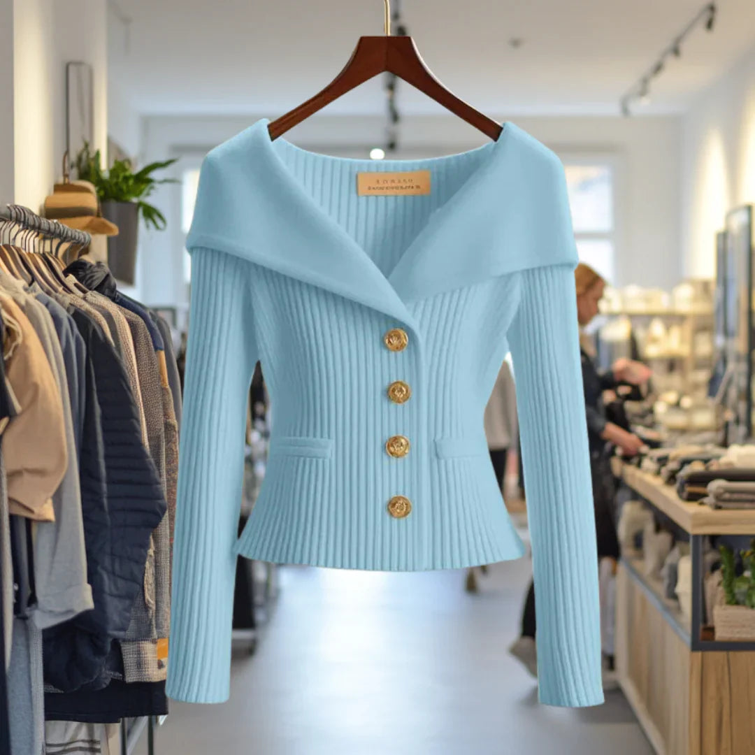 Morgane | Elegant Chic Button-Down Cardigan with Wide Collar