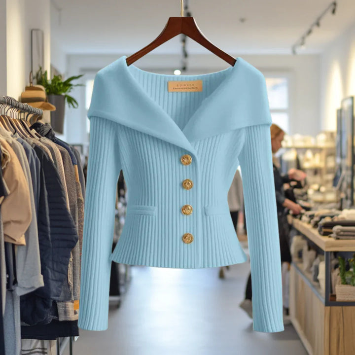 Morgane | Elegant Chic Button-Down Cardigan with Wide Collar