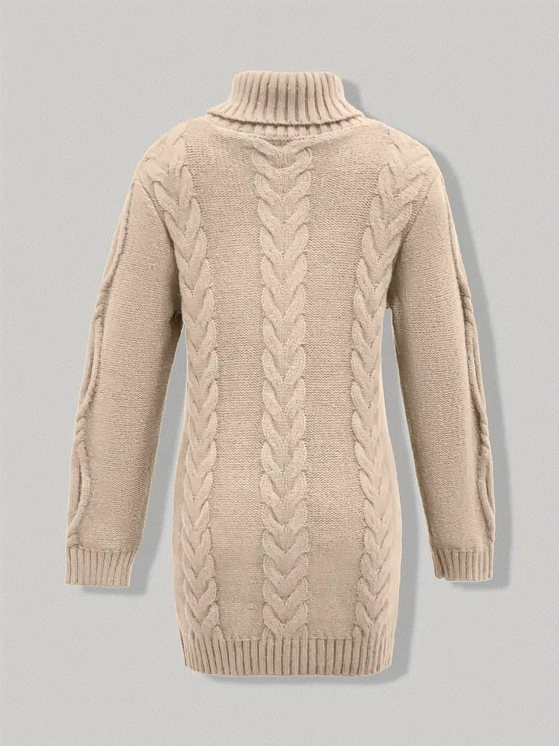 Narda - Chunky Cable Knitted Turtleneck Dress