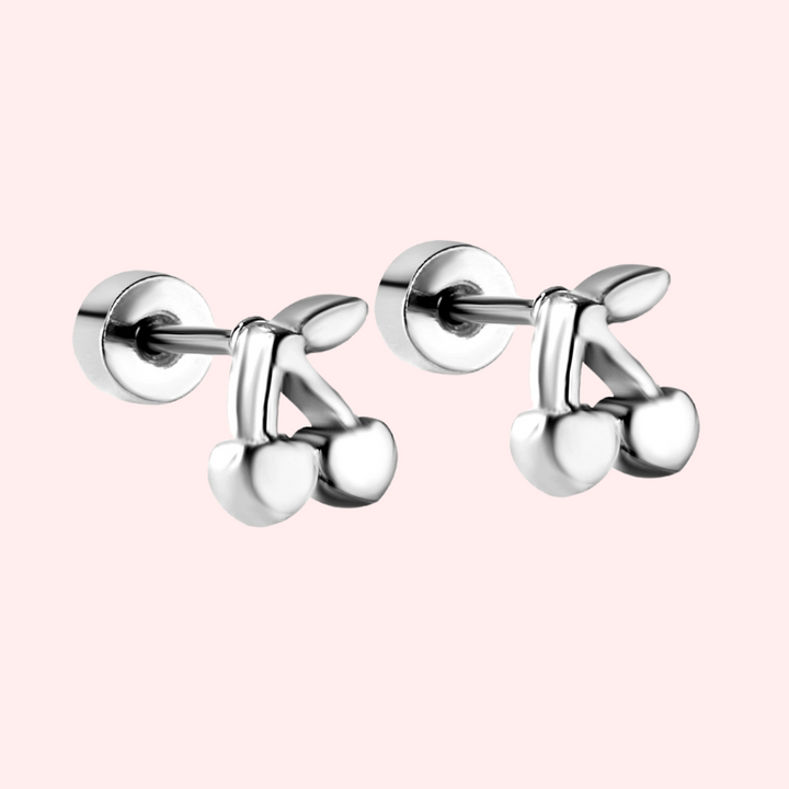 Cherry Hypoallergenic Flat Back Stud Earring