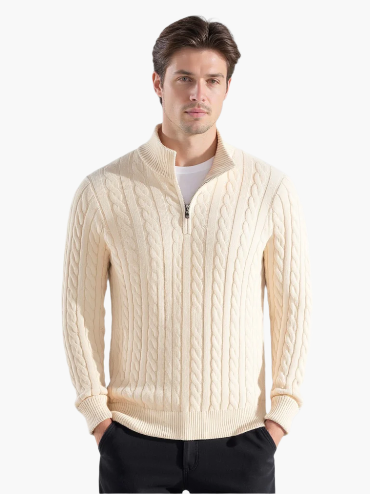 TAEBAEK Zipped Cable Sweater