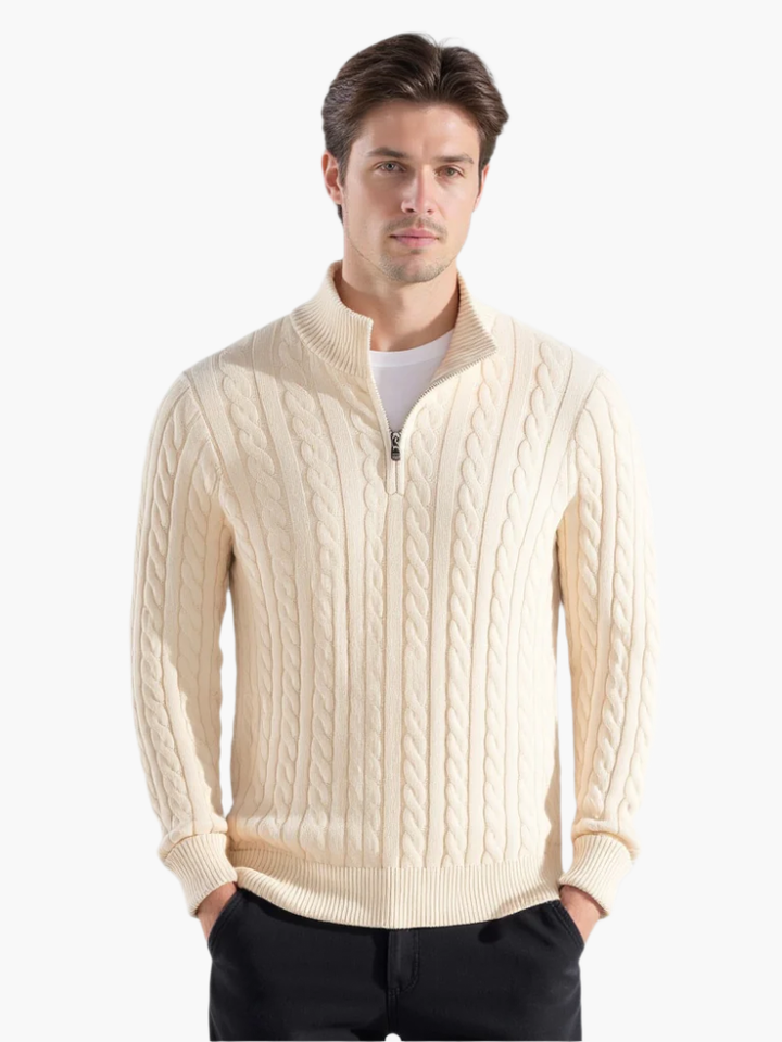 TAEBAEK Zipped Cable Sweater