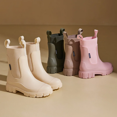 Rutschfeste, wasserdichte Stiefel mit dicker Sohle und halbhoher Wadenlänge