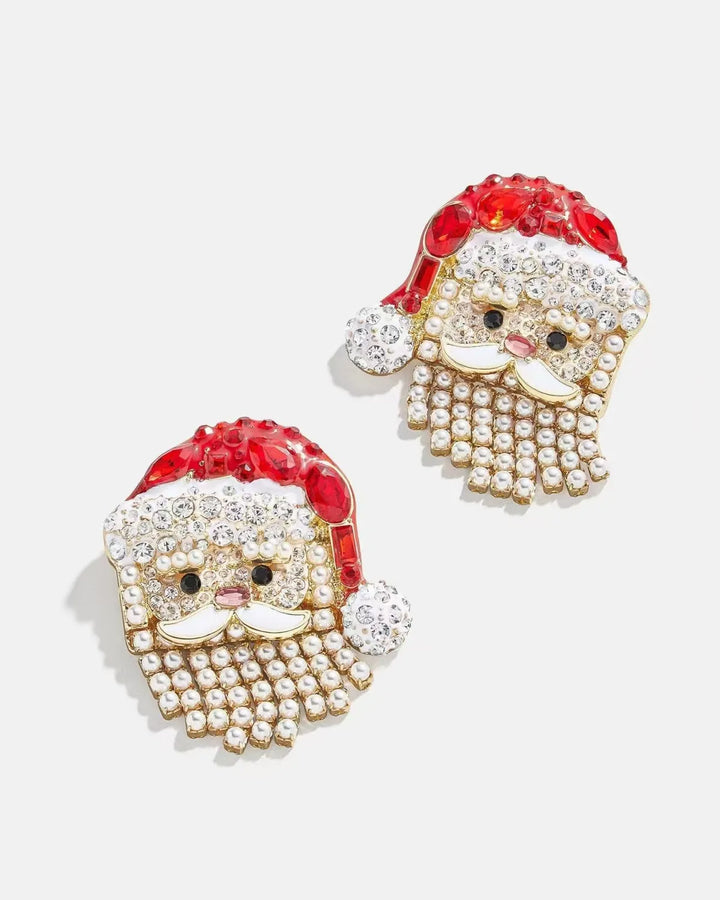 Santa Christmas Earring In Red & White