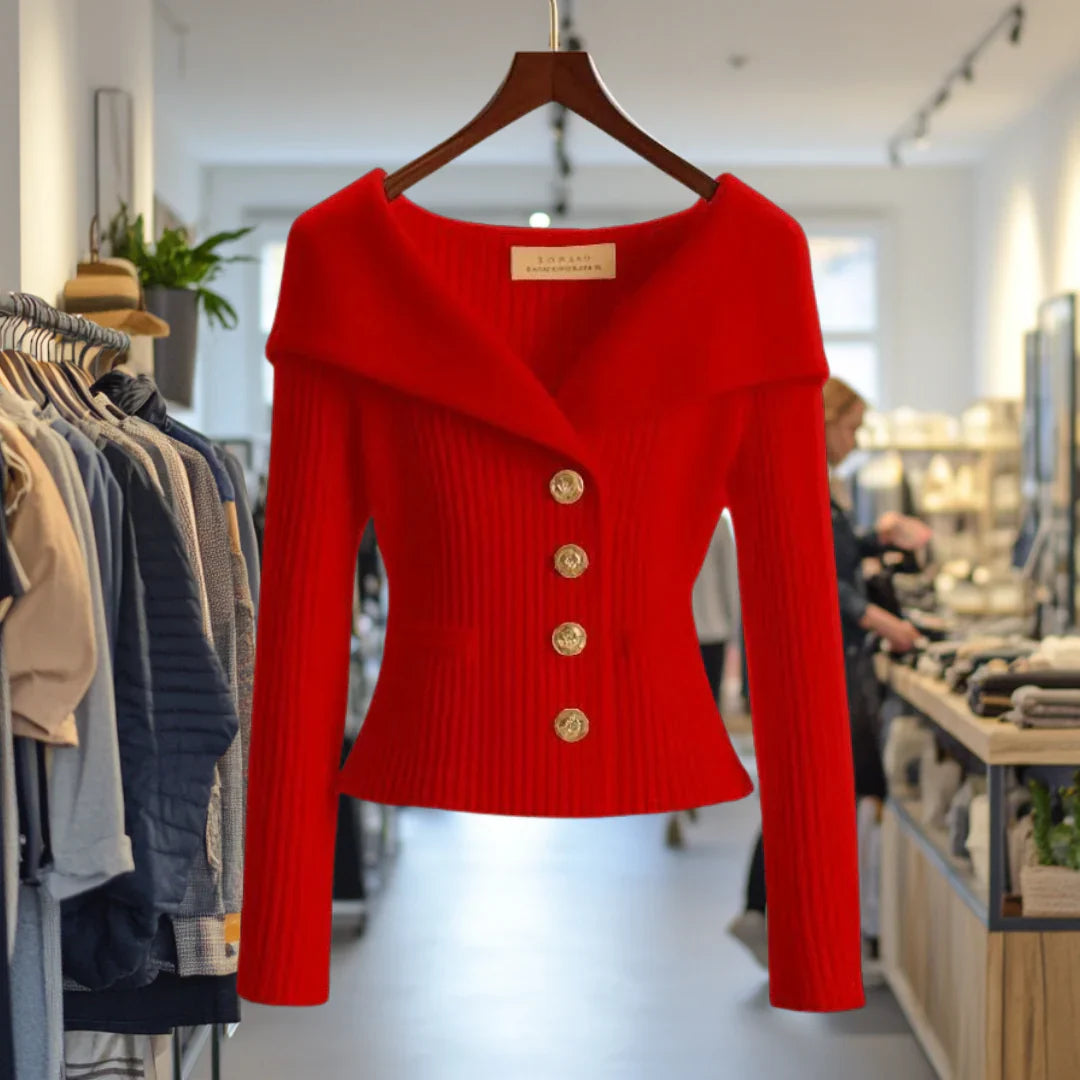 Morgane | Elegant Chic Button-Down Cardigan with Wide Collar
