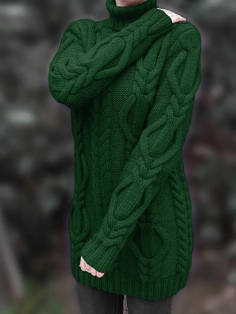 Narda - Chunky Cable Knitted Turtleneck Dress