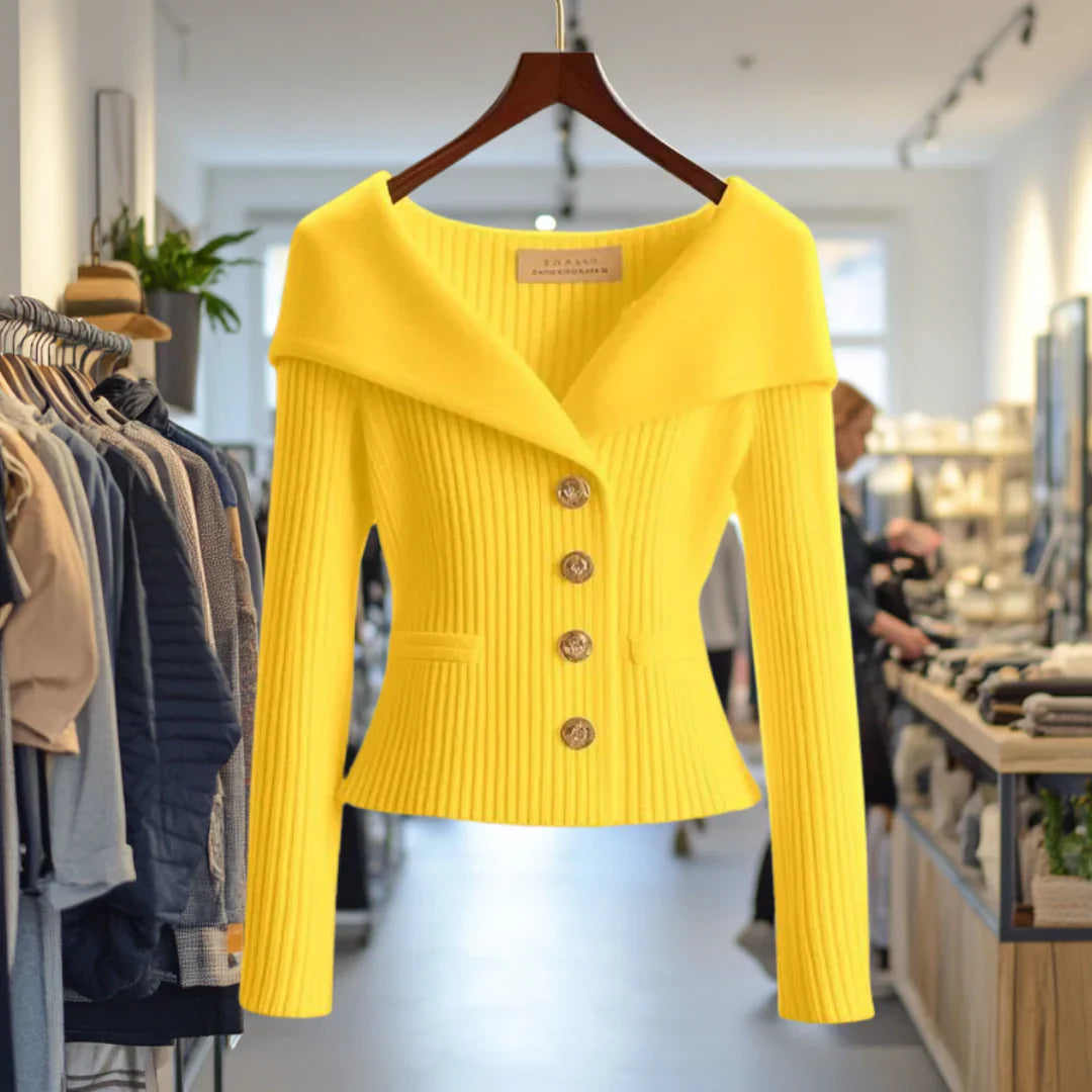 Morgane | Elegant Chic Button-Down Cardigan with Wide Collar