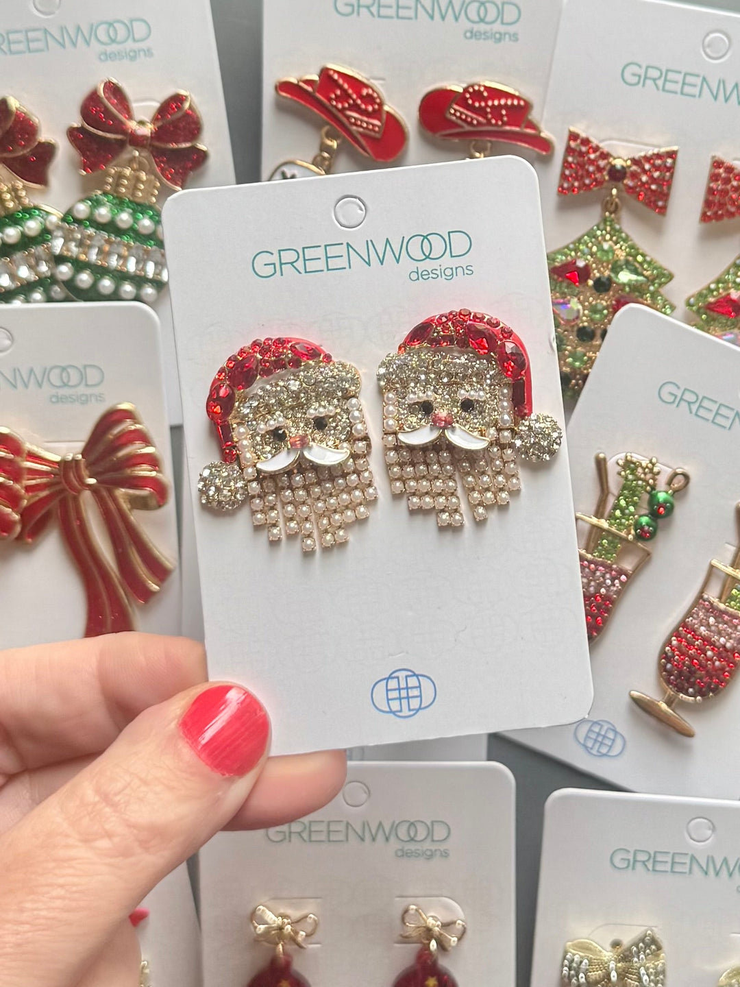 Santa Christmas Earring In Red & White