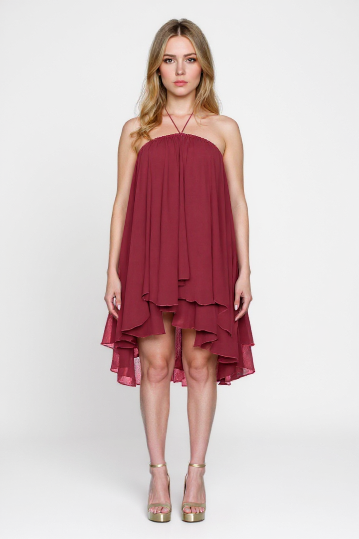 Elegant Halter Ruffles Dress