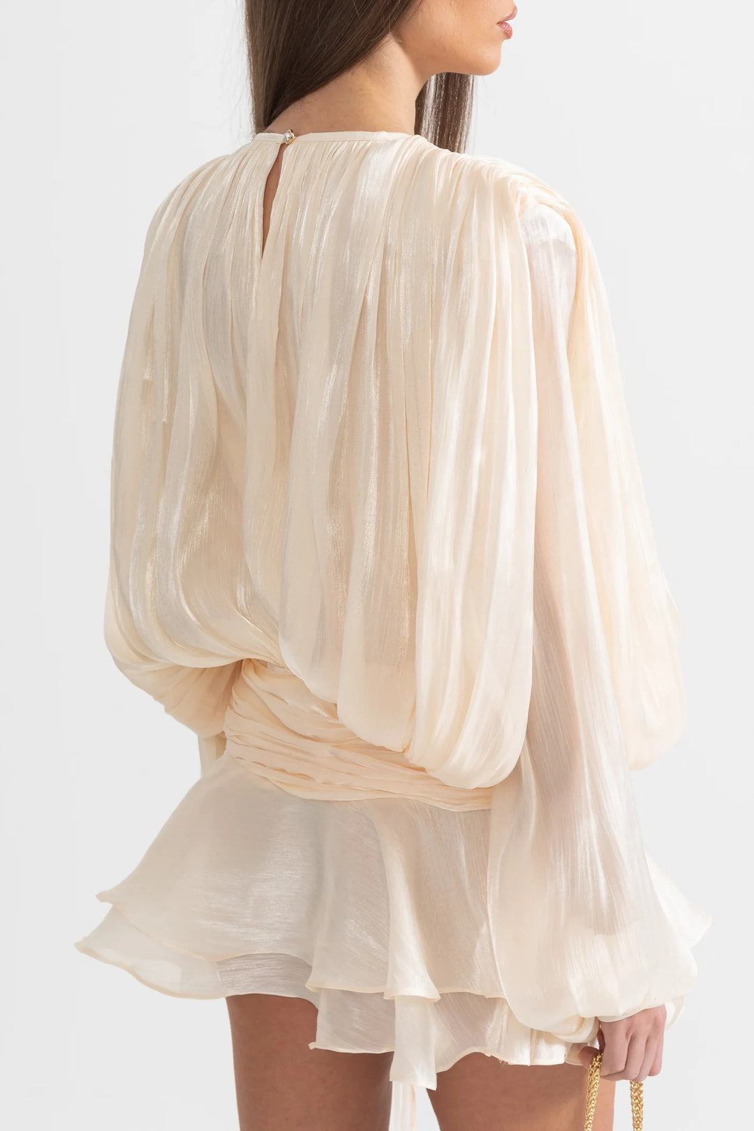 Luna Pleated Lantern Sleeve Mini Dress