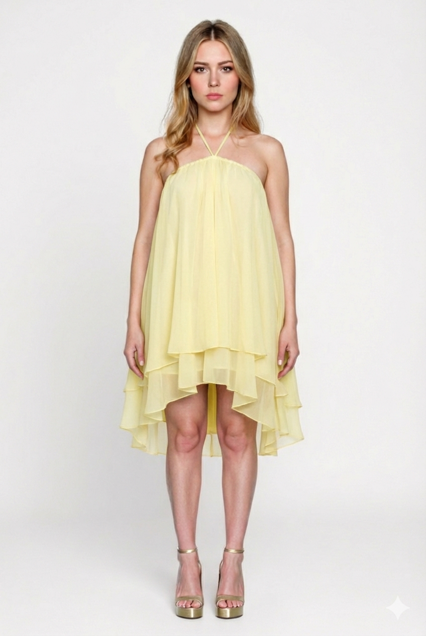 Elegant Halter Ruffles Dress