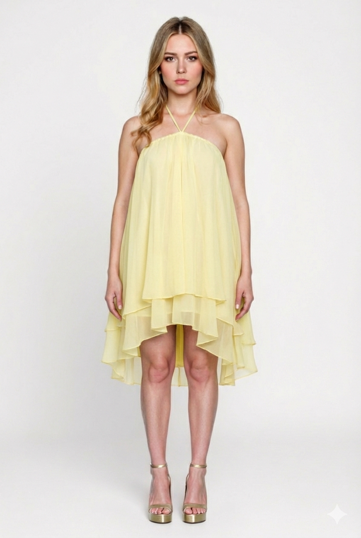 Elegant Halter Ruffles Dress