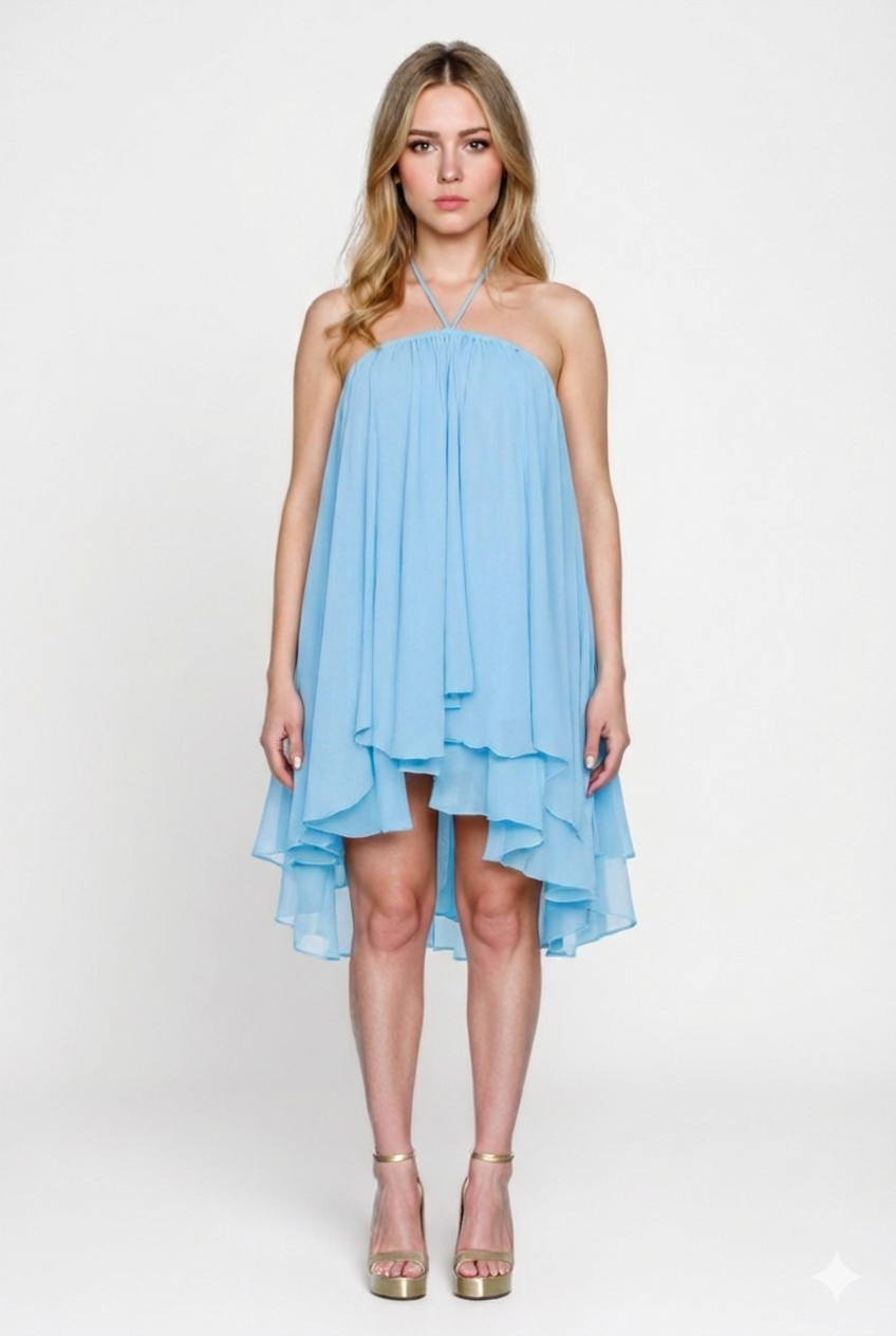 Elegant Halter Ruffles Dress