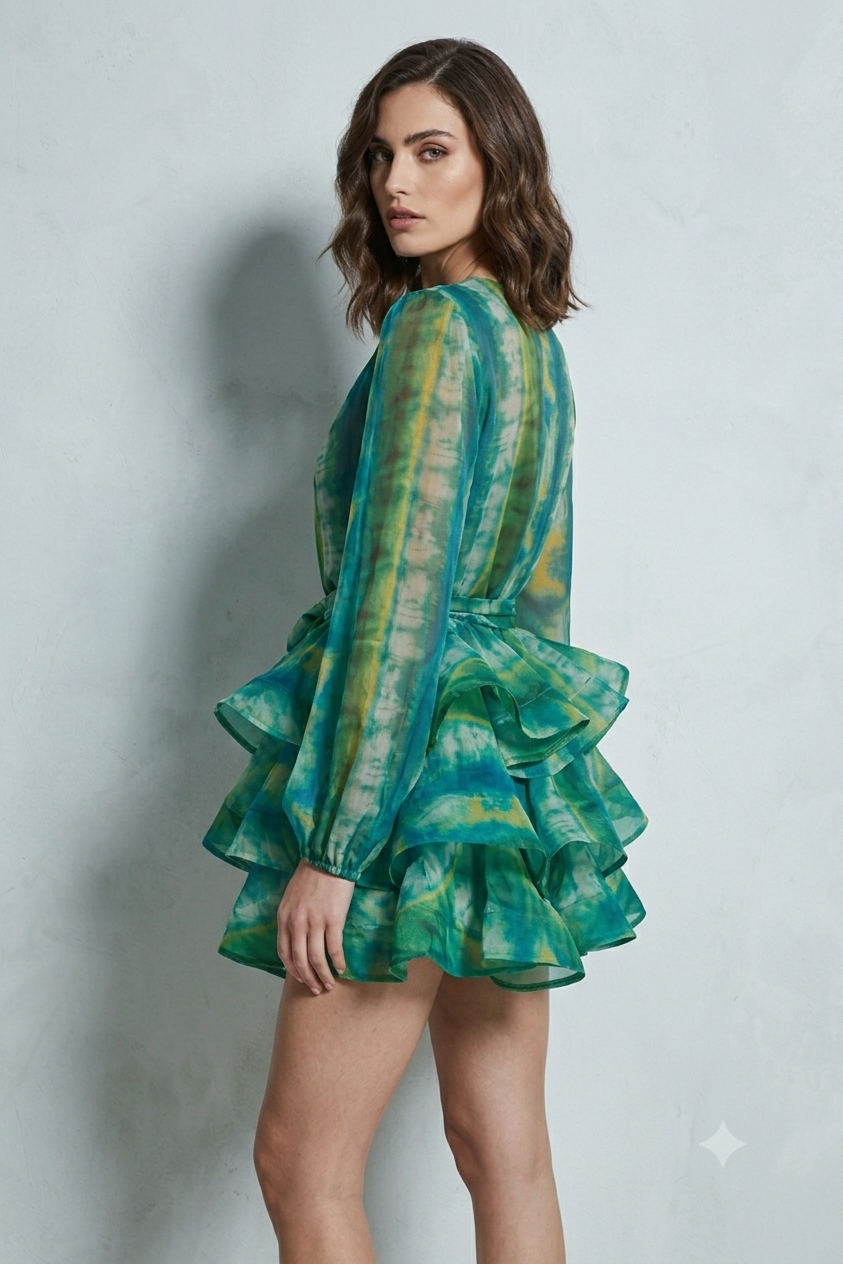 Seraphina™ Emerald Ruffle Mini Dress