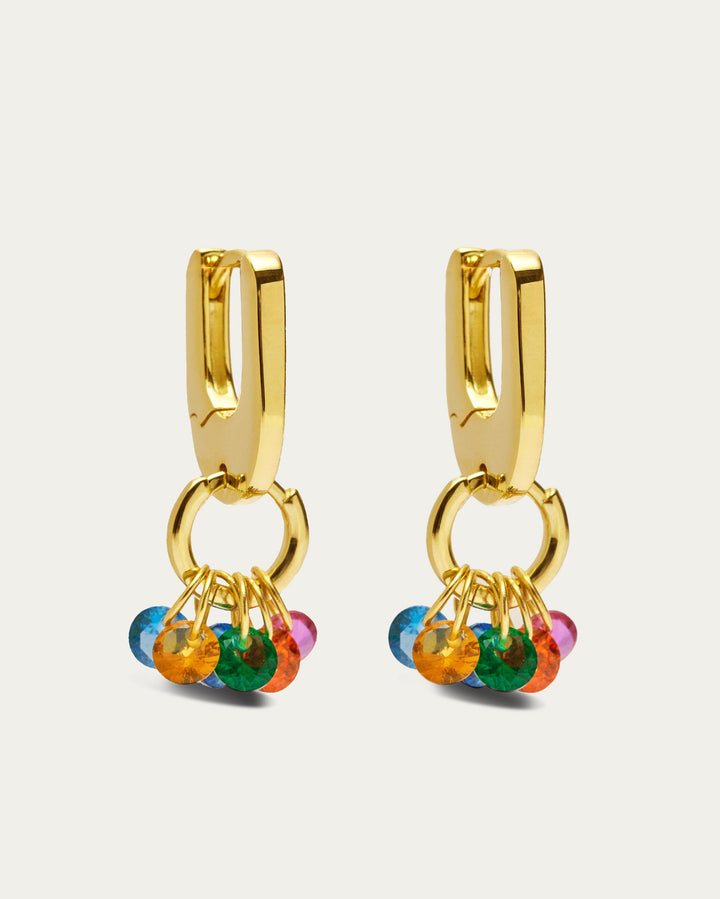 Multi Colour Charm Hoop Earrings